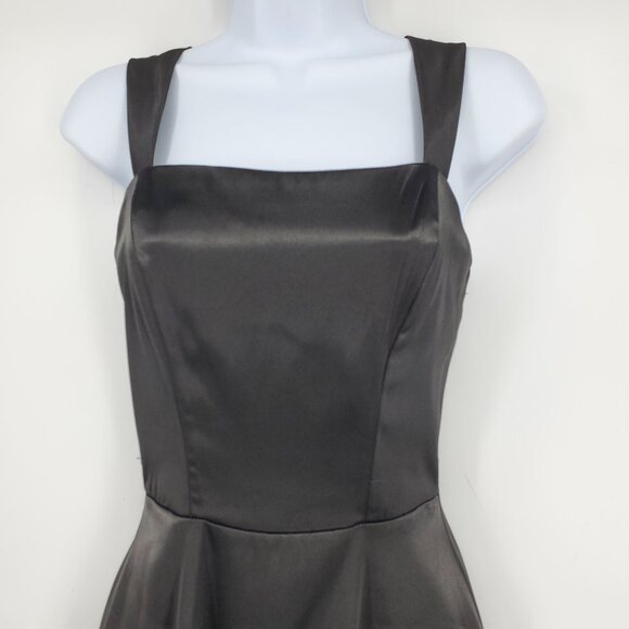 Vintage Ruby Rox Black Satin Y2K Witchy Whimsigoth Square Neck Mini Dress 3 - Picture 5 of 7